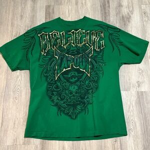 Tapout‎ Belafyre Mens XL Green Graphic Print T Shirt MMA Fighting Skull